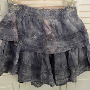 LoveShack Fancy Heritage Mini Skirt in blue/purple tie dye in size P (xxs)